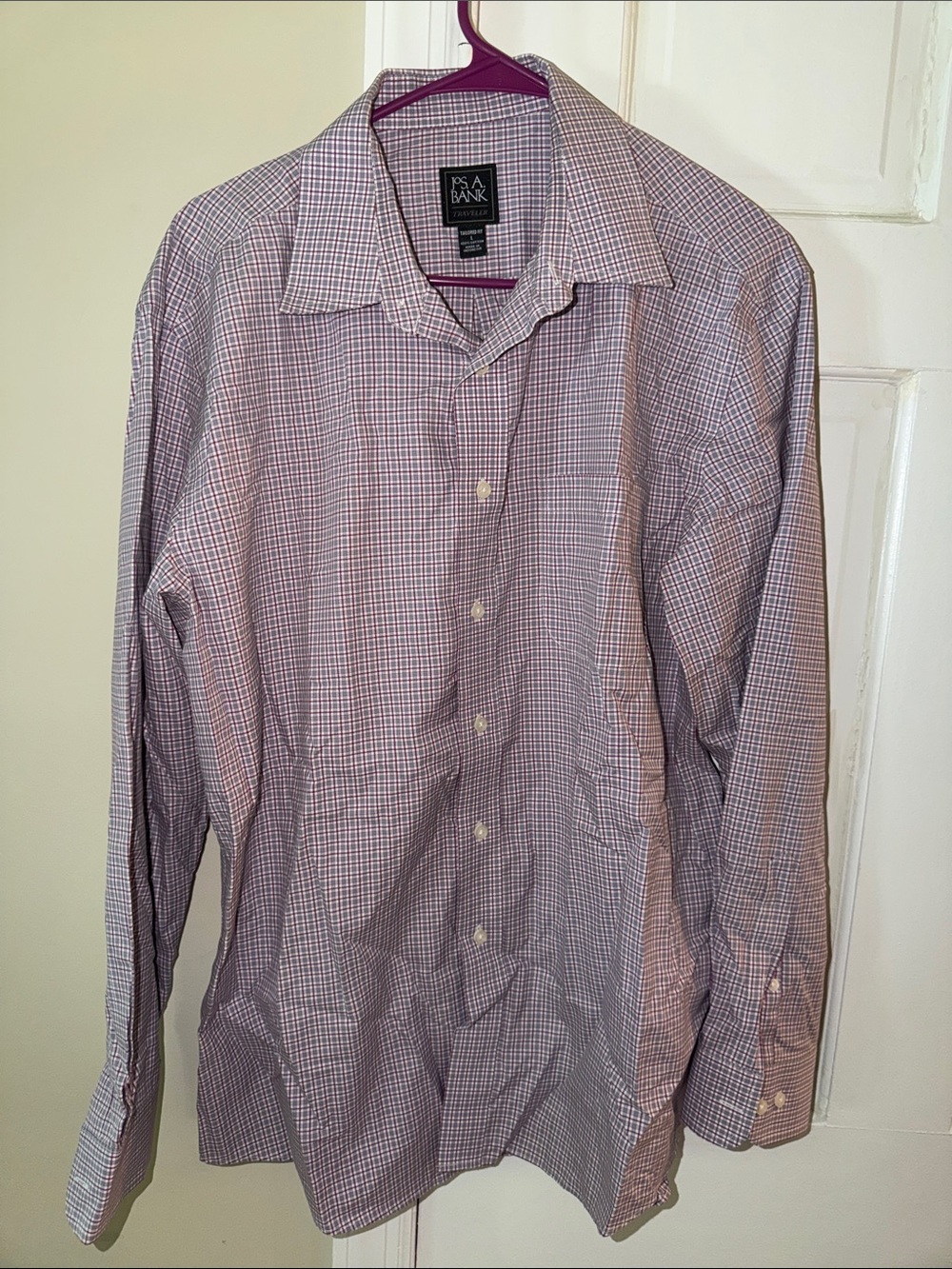 Jos. A. Bank Men's Lavender and White Micro-Check Dress Shirt